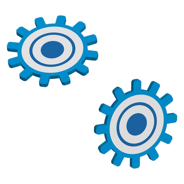 Blue gears in flat style Teamwork concept Vector illustration