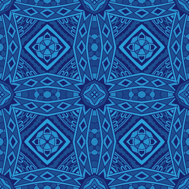 Blue Geometric abstract seamless pattern. Classic background. Vector illustration