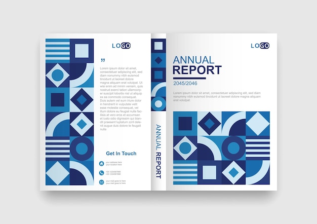 ベクトル 青い幾何学的な企業カバーデザイン
