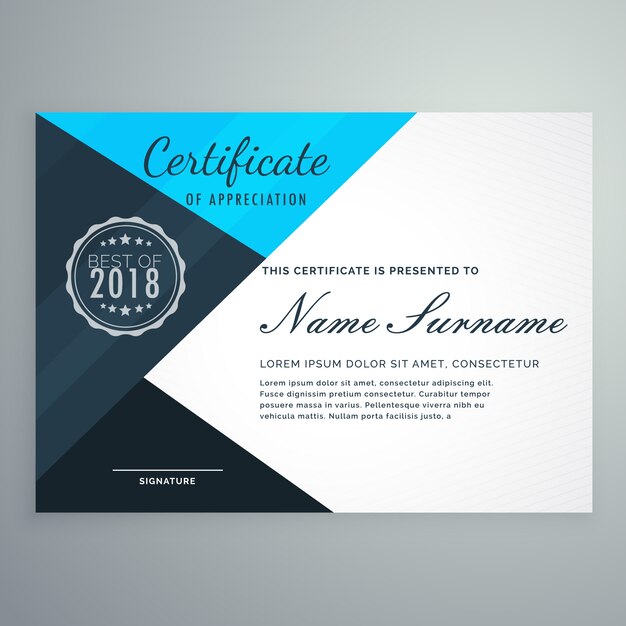 Blue geometric diploma design