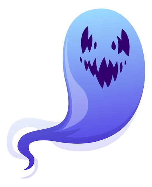 Vector blue ghost cartoon scary character spooky mascot