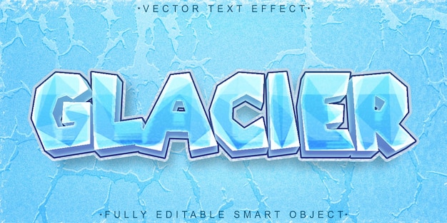 Vettore blue glacier vector effetto di testo dell'oggetto intelligente completamente modificabile