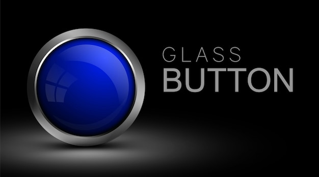 Вектор Кнопка синего стекла для веб-дизайна.