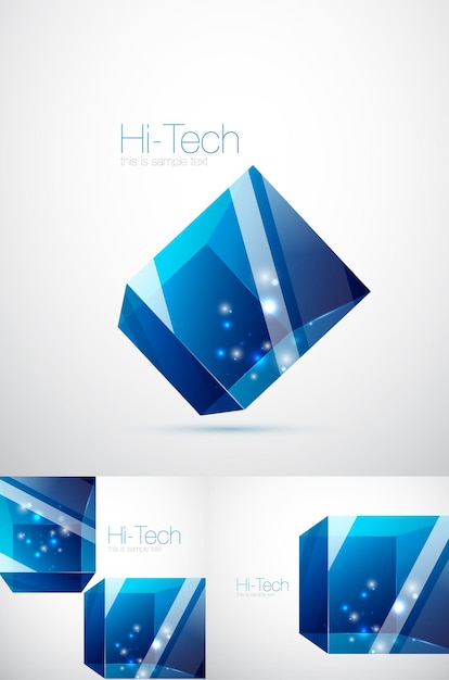 Blue glass cube background