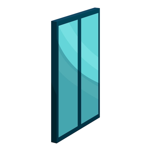 青いガラスのドアのアイコン Web デザインのためのドア ベクトル アイコンの漫画イラスト