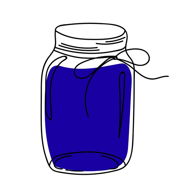 Blue glass jar in doodle style