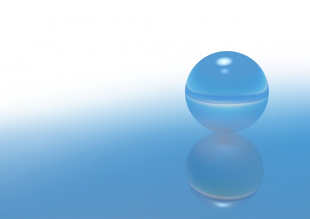 Vector blue glass sphere with reflection