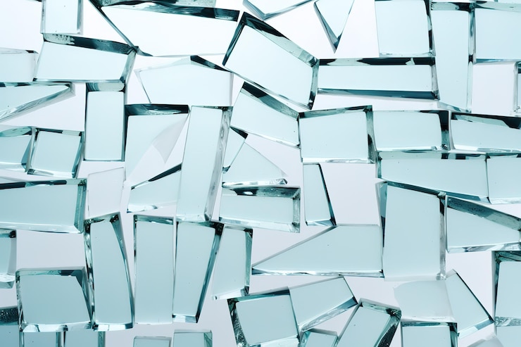 Vector a blue glass wall with broken glass