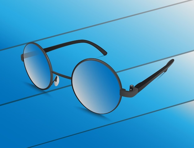 Vector blue glasses on a blue background