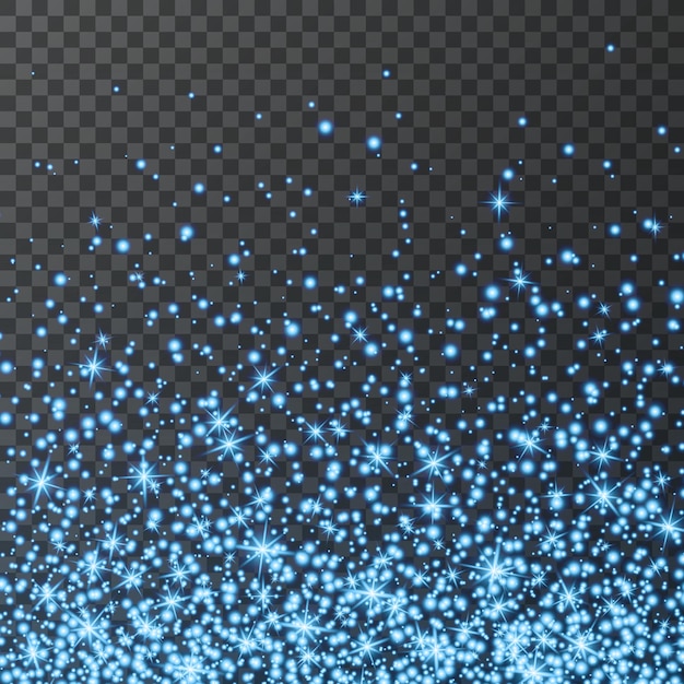 Blue glitter sparkle on a transparent background Colorful Vibrant background with twinkle lights