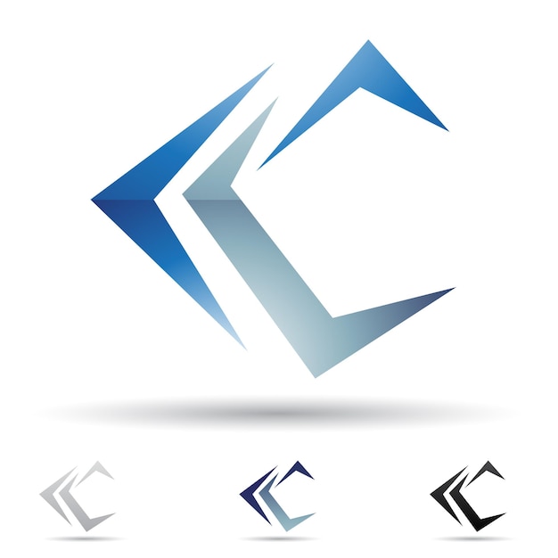 Blue Glossy Abstract Logo Icon of Boomerang Shaped Letter C