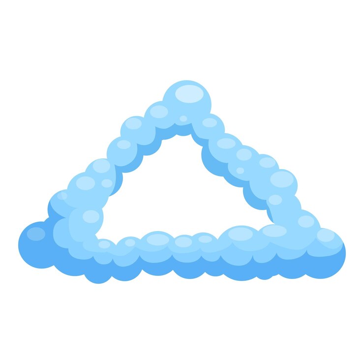 Vector blue glossy spheres forming a triangular cloud shape