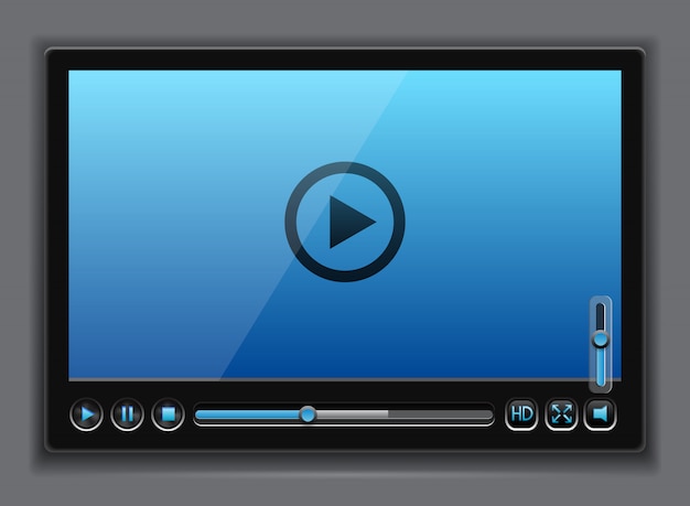 Vector blue glossy video player template