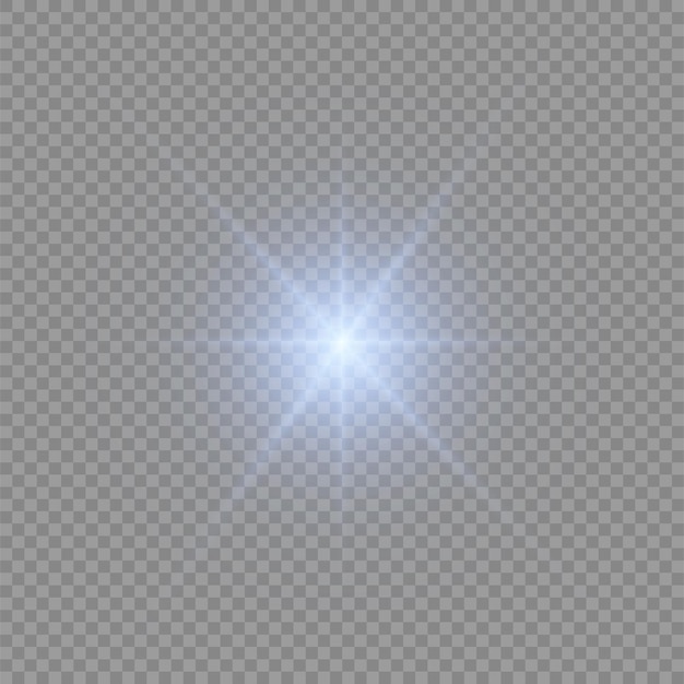 Vector blue glowing light burst glow bright star sun rays light effect flare of sunshine