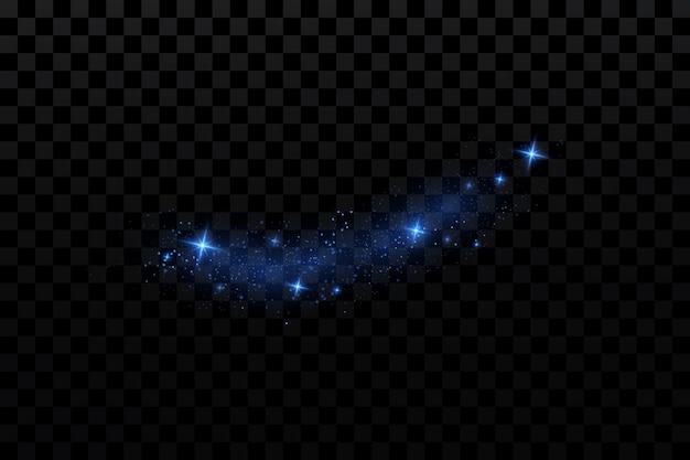 Blue glowing particles stars on transparent