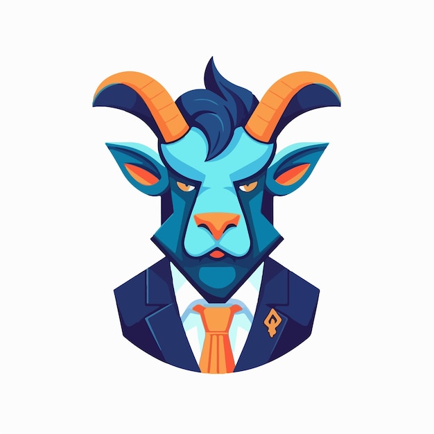 A blue goat with a tie and a tie.