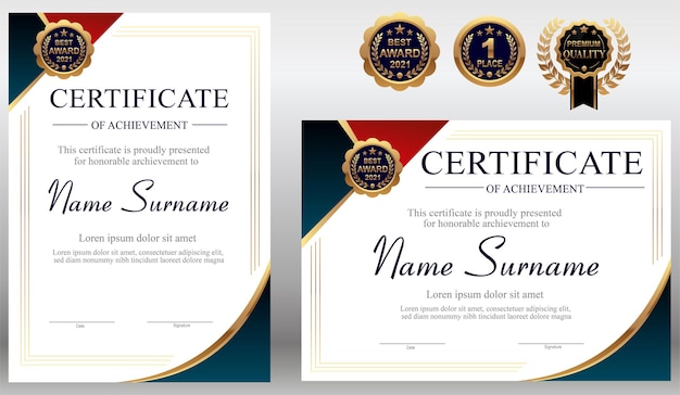 Vector blue and gold certificate template