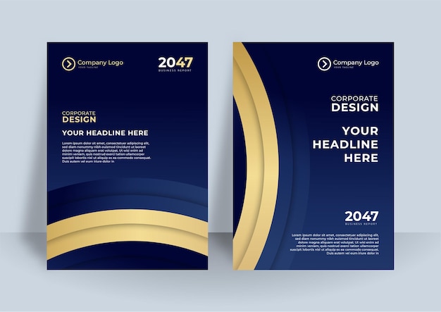 Vector blue and gold cover presentation templates elements