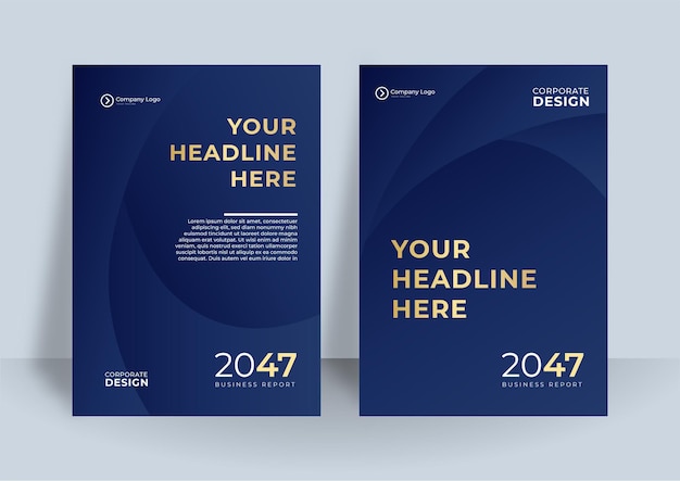 Blue and gold cover presentation templates elements