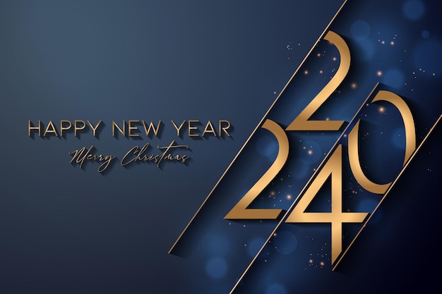 Vector blue and gold happy new year background with a gold numbers vectors design