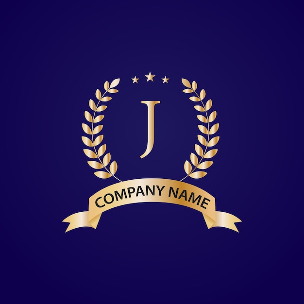 J 브랜드 로고에 문자 j가 있는 파란색과 금색 로고