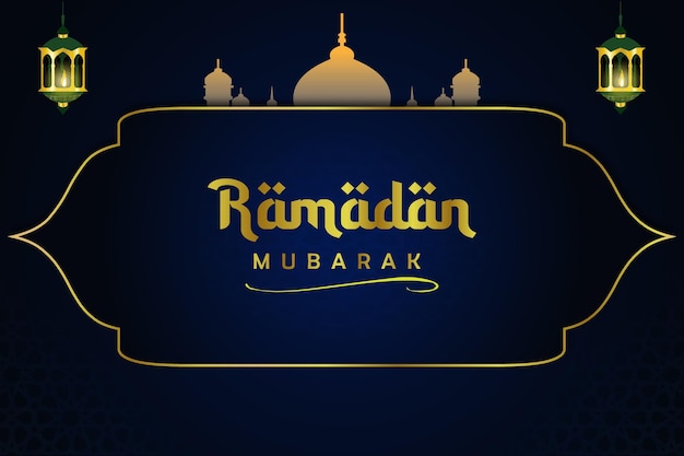 Vector a blue and gold poster that says ramadan mura.