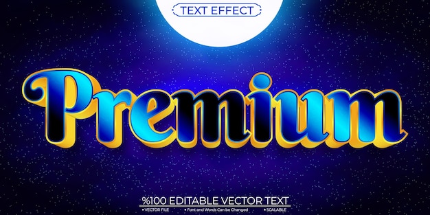 Синий и золотой Премиум редактируемый и масштабируемый векторный текстовый эффект