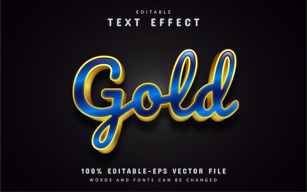 Modello di effetto testo oro blu