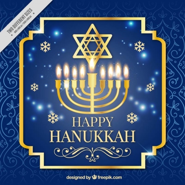 Vector blue and golden background for hanukkah