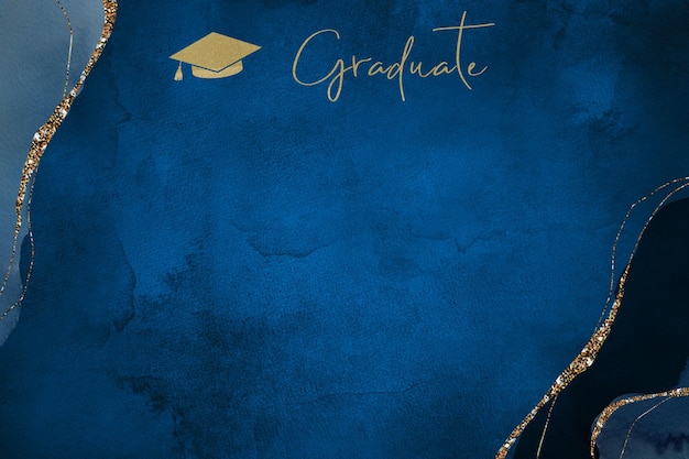 Vector blue golden frame graduate banner