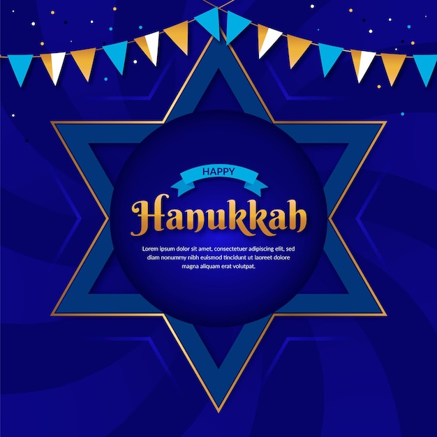 Vector blue and golden hanukkah