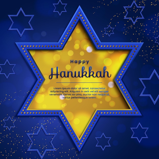 Vector blue and golden hanukkah