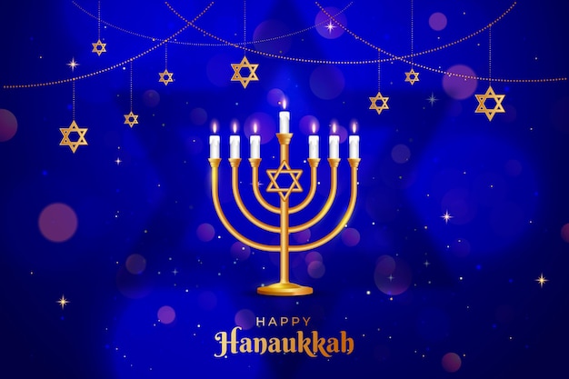 Vector blue and golden hanukkah