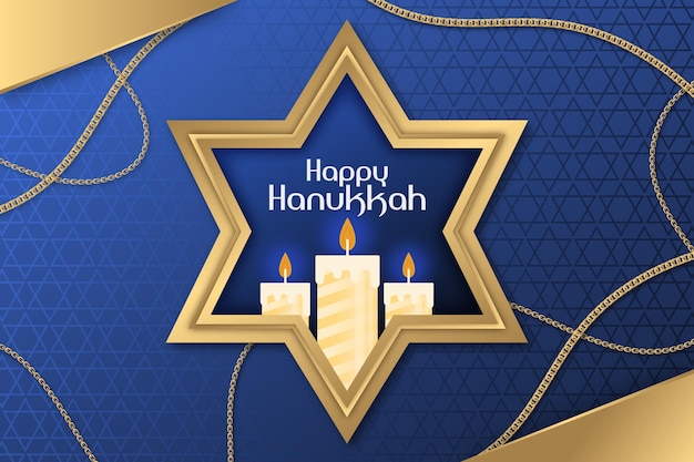 Vector blue and golden hanukkah