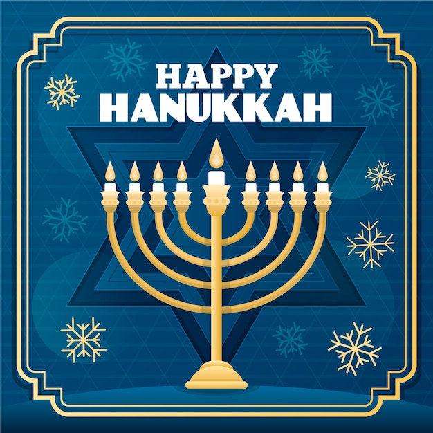 Vettore hanukkah blu e dorato