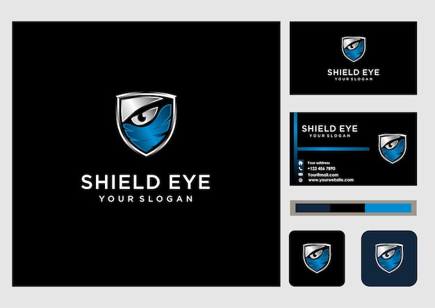 Технология синей градации синий глаз щит логотип и визитная карточка и значок