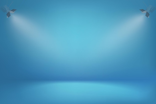 Vettore sfondo sfumato blu con luci spot carta da parati minimalista con effetti di luce soffusa e ombre