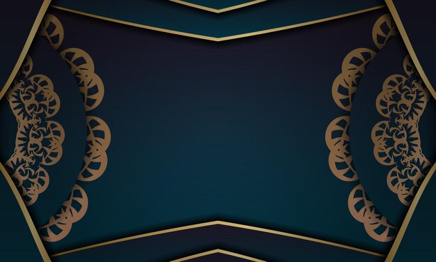 Blue gradient banner with greek gold ornament for logo or text design