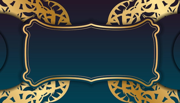 Blue gradient banner with luxury gold pattern for design under your text