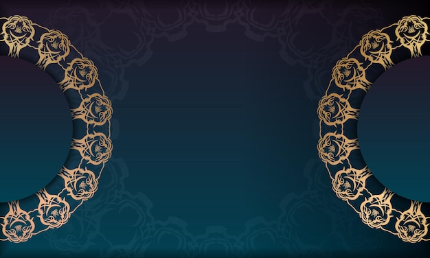 Blue gradient banner with luxury gold pattern for design under your text