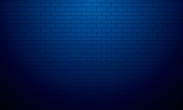 Vector blue gradient brick wall background with soft light, product showcase backdrop.