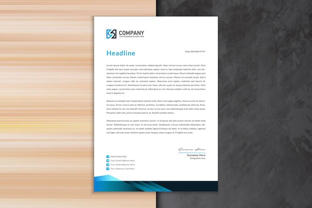 Blue gradient Business and modern print letterhead template design