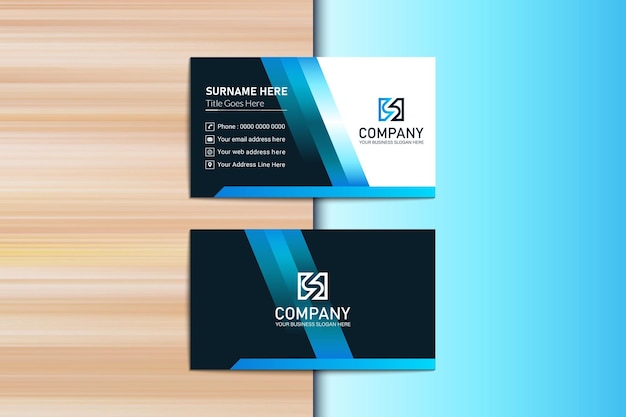 Креативный и чистый шаблон корпоративной визитной карточки Blue Gradient