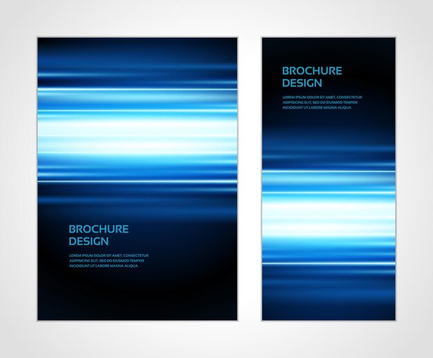 블루 그라데이션 디지털 흐름 기하학적 줄무늬 동적 운동 브로셔 세트 디자인 서식 파일 벡터