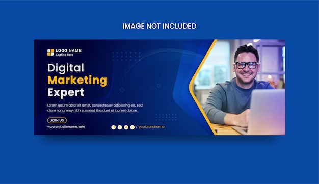 Blue Gradient Digital marketing Expert Facebook cover Design and web banner template Premium vector