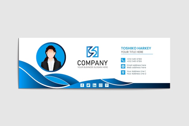 Blue gradient email signature design