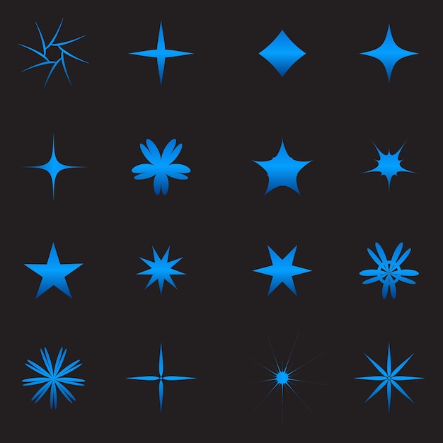 Blue Gradient Light Icon Set. Vector Illustration