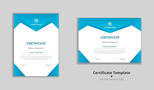 Blue gradient vertical horizontal certificate template