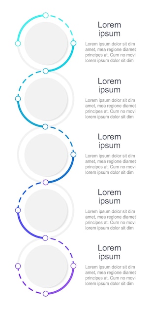 Vettore modello di progettazione grafico grafico infografico verticale gradiente blu infochart astratto con spazio di copia grafica didattica con sequenza di 5 passaggi presentazione dati visivi carattere regolare arial utilizzato