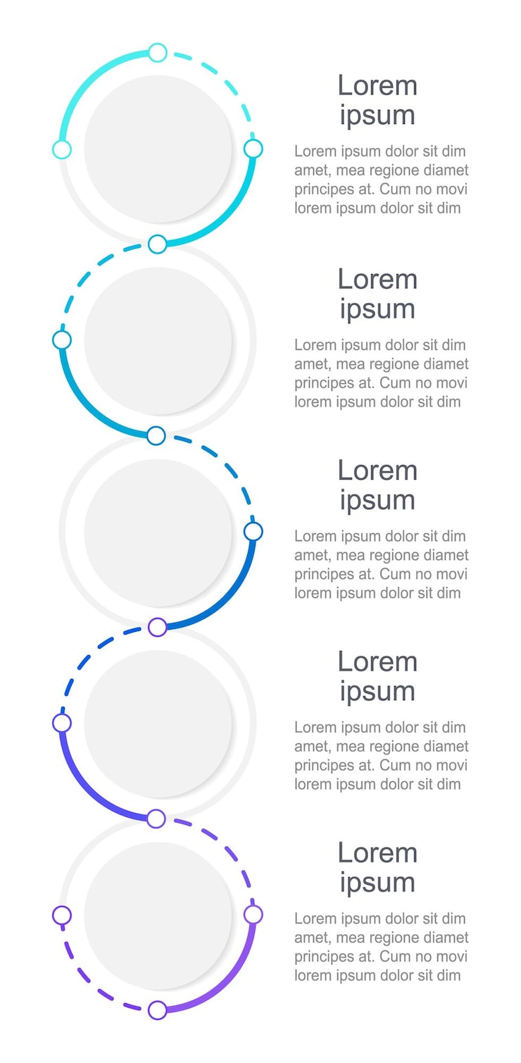 Vector blue gradient vertical infographic chart design template abstract infochart with copy space instructional graphics with 5 step sequence visual data presentation arial regular font used